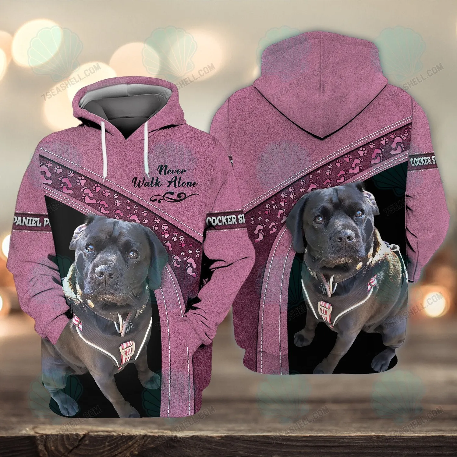 Cocker Spaniel Pug Love Never Walk Alone 3D Full Print Shirts, Christmas Shirt for Dog Lovers