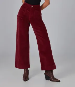 Colette High Rise Wide Leg Cord - Merlot