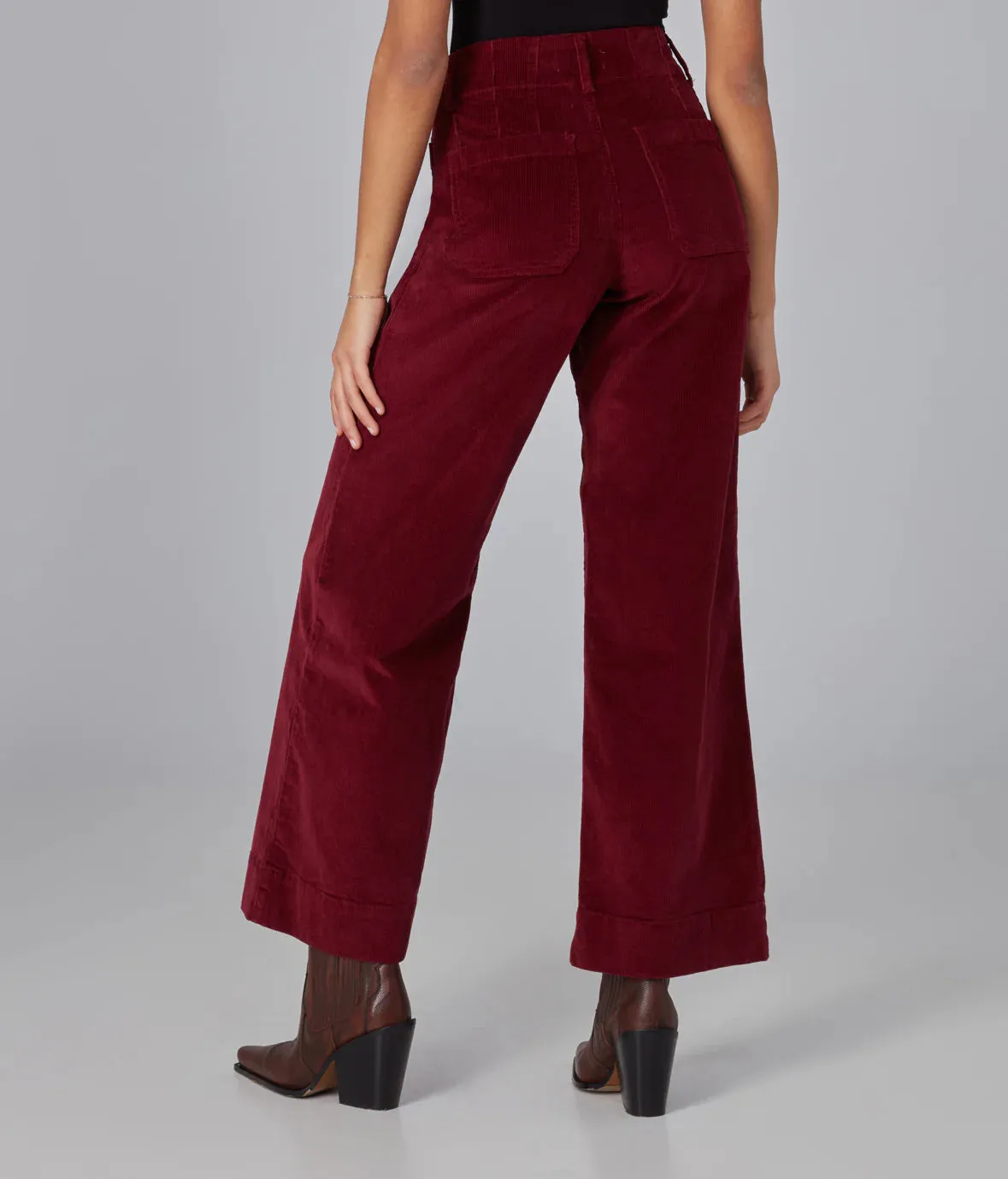 Colette High Rise Wide Leg Cord - Merlot