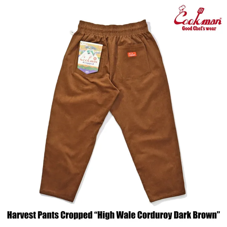 Cookman Harvest Pants Cropped - High Wale Corduroy : Dark Brown