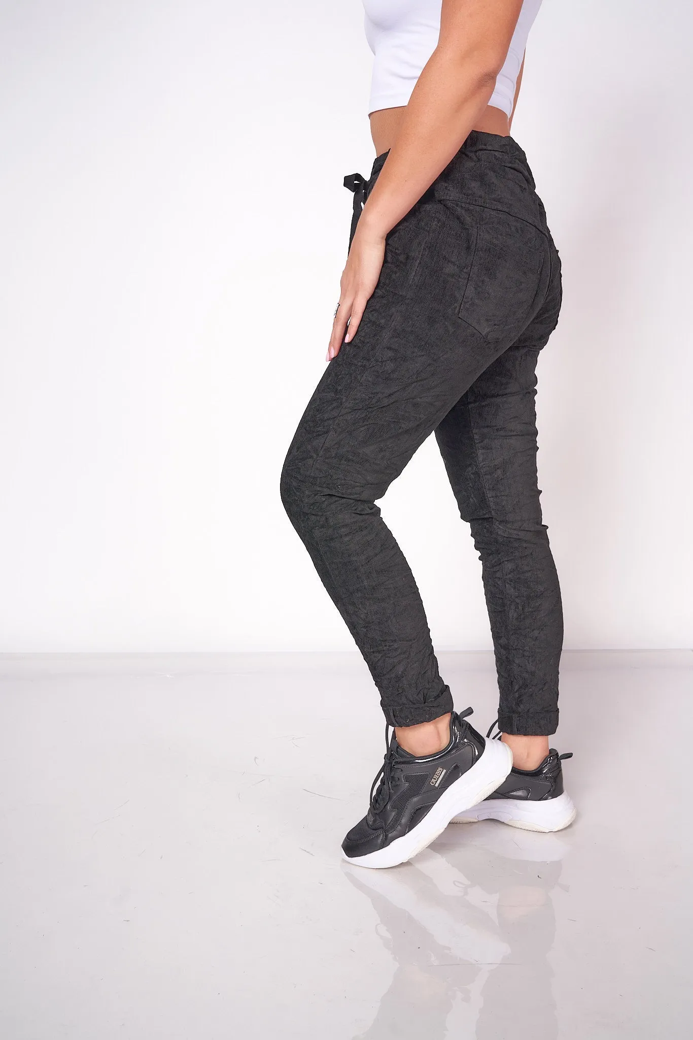 Corduroy Rhinestone Detail Jogger Pants