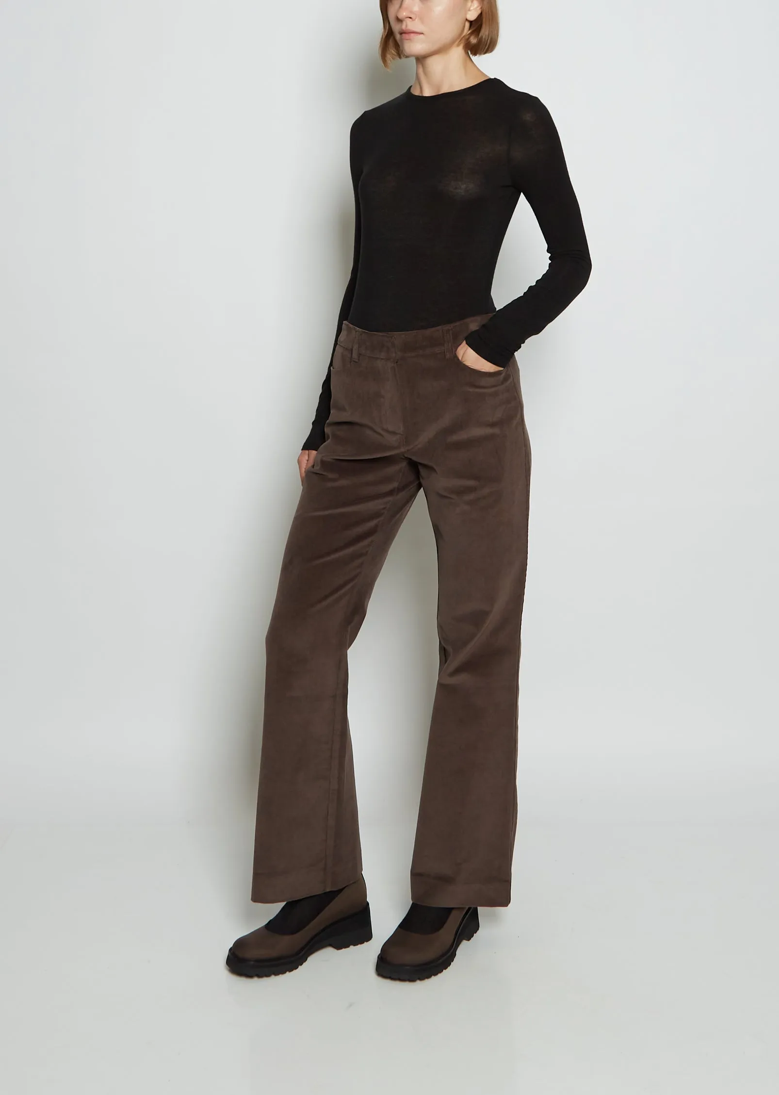 Cotton Corduroy Kick Flare Trousers