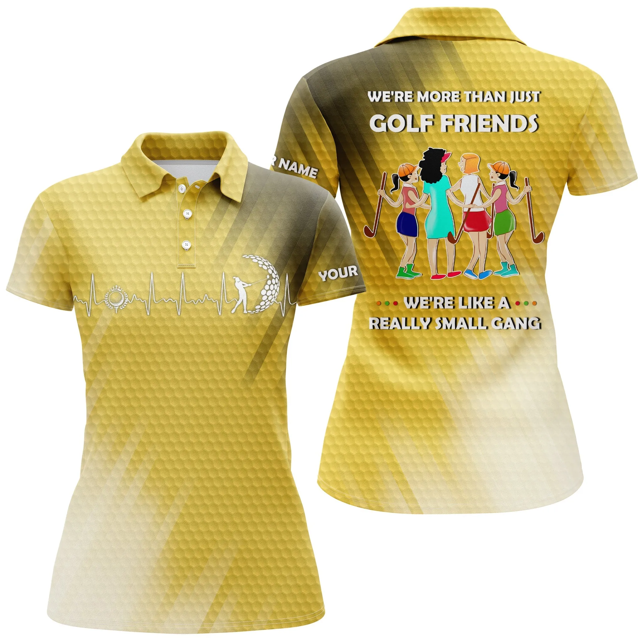 Custom Heartbeat Women Golf Polo Shirts Multi-Color We're More Than Just Golf Friends We're Small Gang