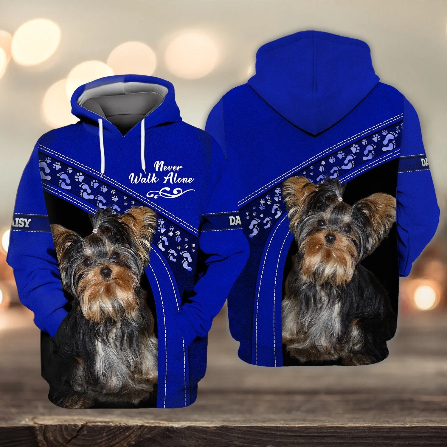 DAISY Love Never Walk Alone Love Blue 3D Full Print Shirts, Shirt For Dog Lovers, Dog Memorial Gifts for loss of Dog