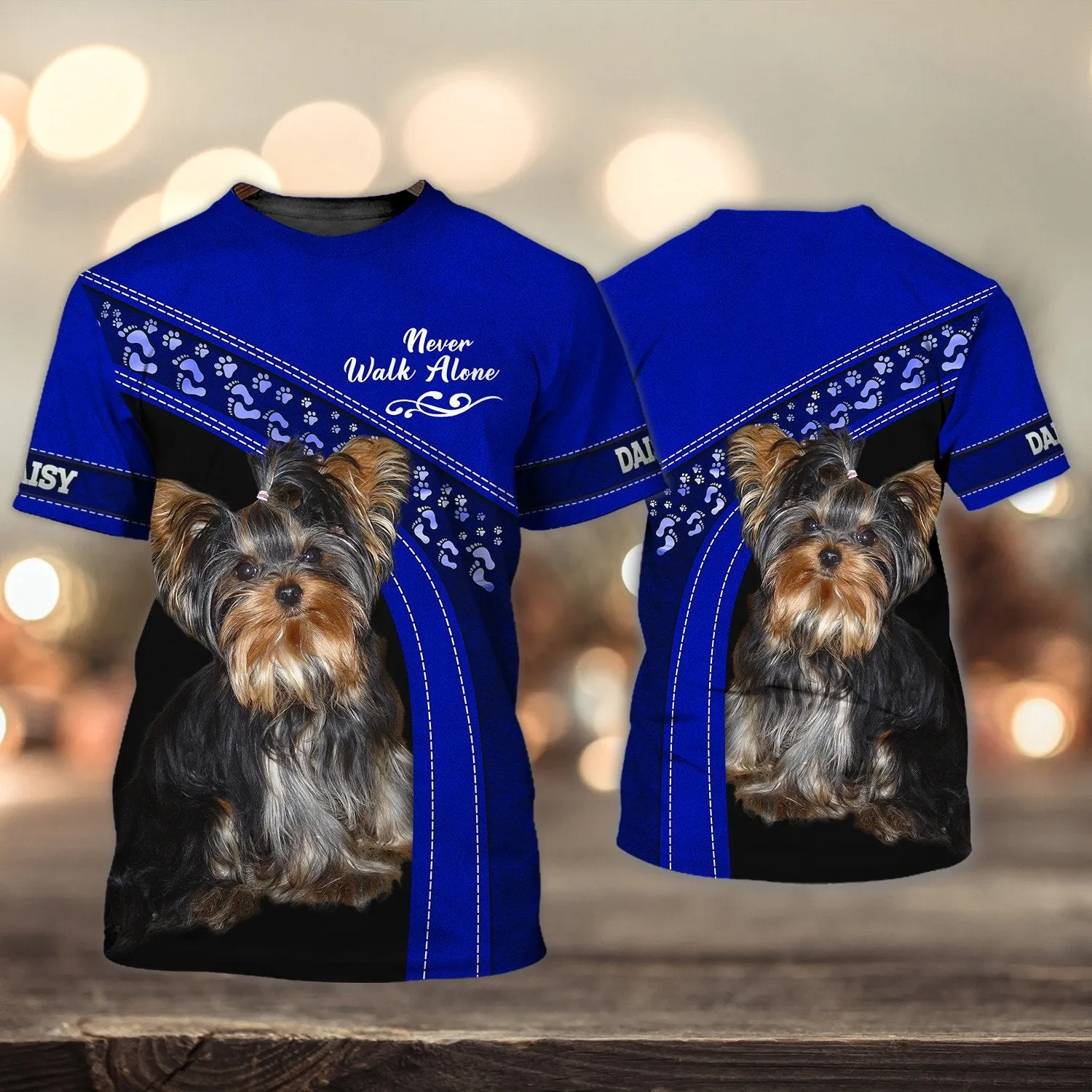 DAISY Love Never Walk Alone Love Blue 3D Full Print Shirts, Shirt For Dog Lovers, Dog Memorial Gifts for loss of Dog