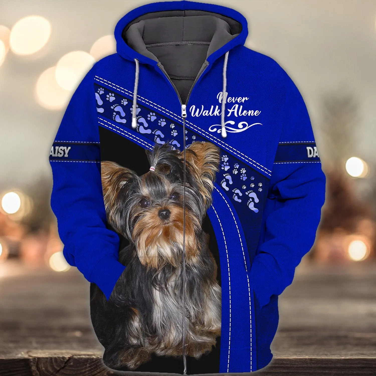 DAISY Love Never Walk Alone Love Blue 3D Full Print Shirts, Shirt For Dog Lovers, Dog Memorial Gifts for loss of Dog