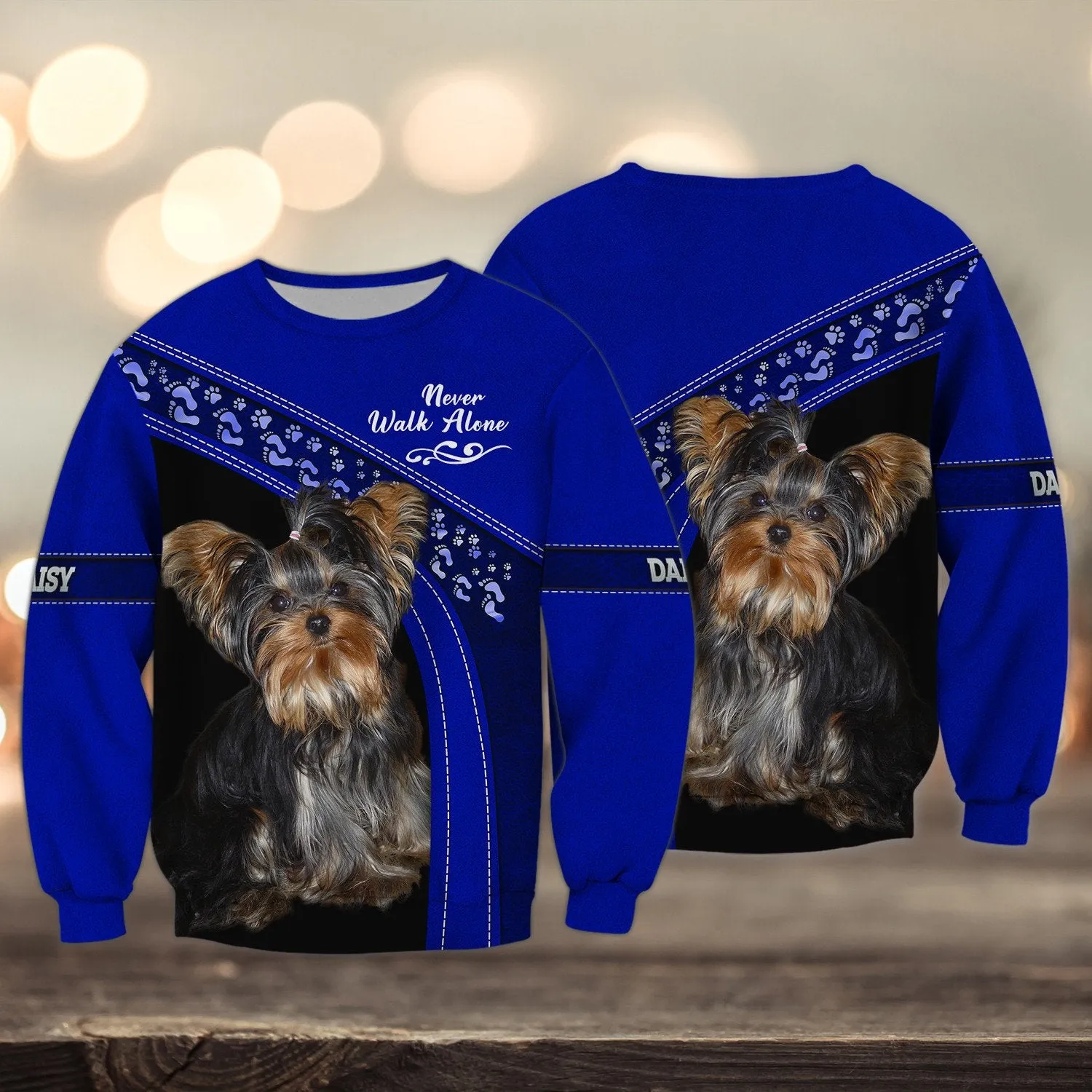 DAISY Love Never Walk Alone Love Blue 3D Full Print Shirts, Shirt For Dog Lovers, Dog Memorial Gifts for loss of Dog