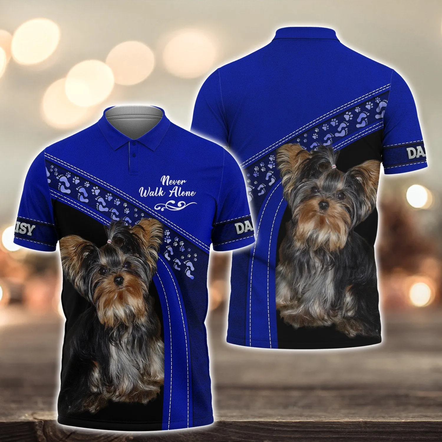 DAISY Love Never Walk Alone Love Blue 3D Full Print Shirts, Shirt For Dog Lovers, Dog Memorial Gifts for loss of Dog