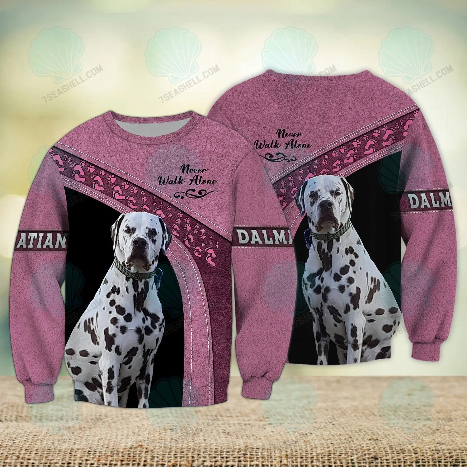 Dalmatian Love Never Walk Alone 3D Full Print Shirts, Christmas Dog Memorial Gifts for loss of Dog