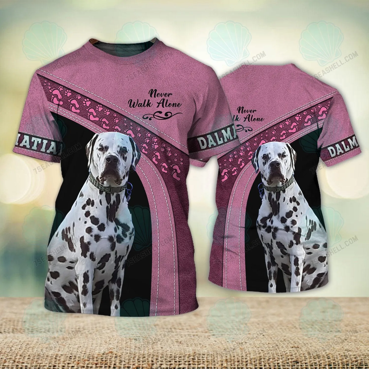 Dalmatian Love Never Walk Alone 3D Full Print Shirts, Christmas Dog Memorial Gifts for loss of Dog