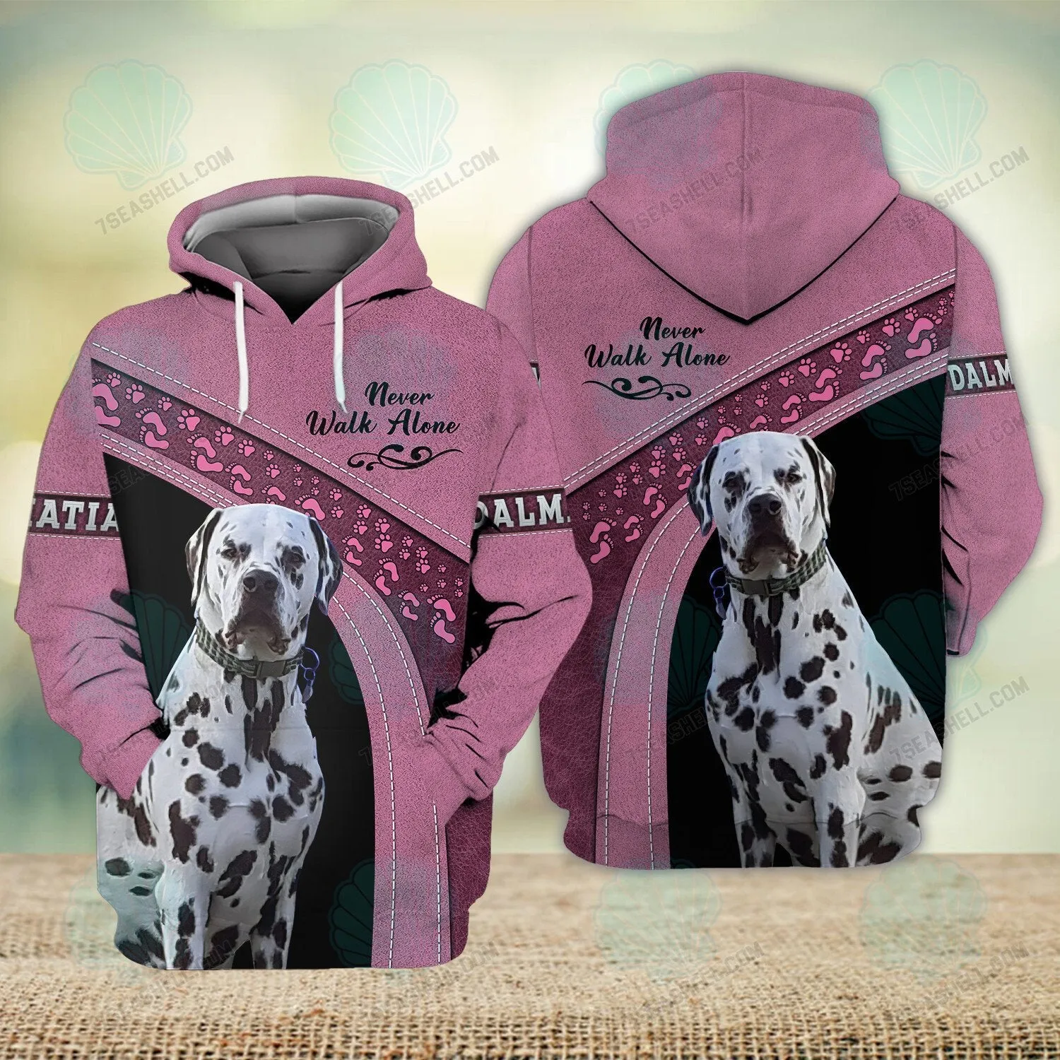 Dalmatian Love Never Walk Alone 3D Full Print Shirts, Christmas Dog Memorial Gifts for loss of Dog