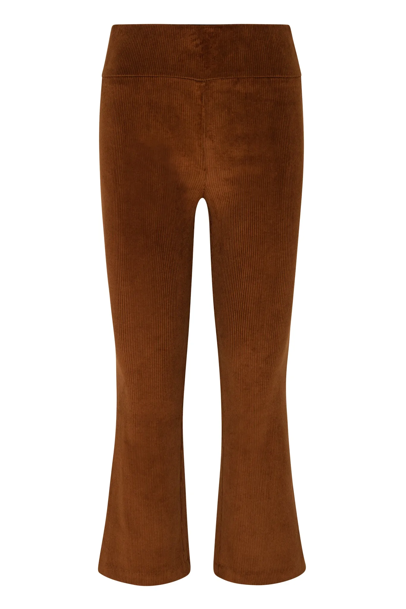 Dark Cognac Corduroy Crop Flare Pants