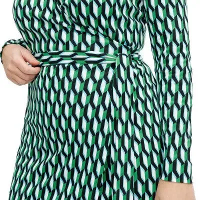 Diane von Furstenberg Women's Midi Wrap Dress Deep V-Neck Long Sleeve