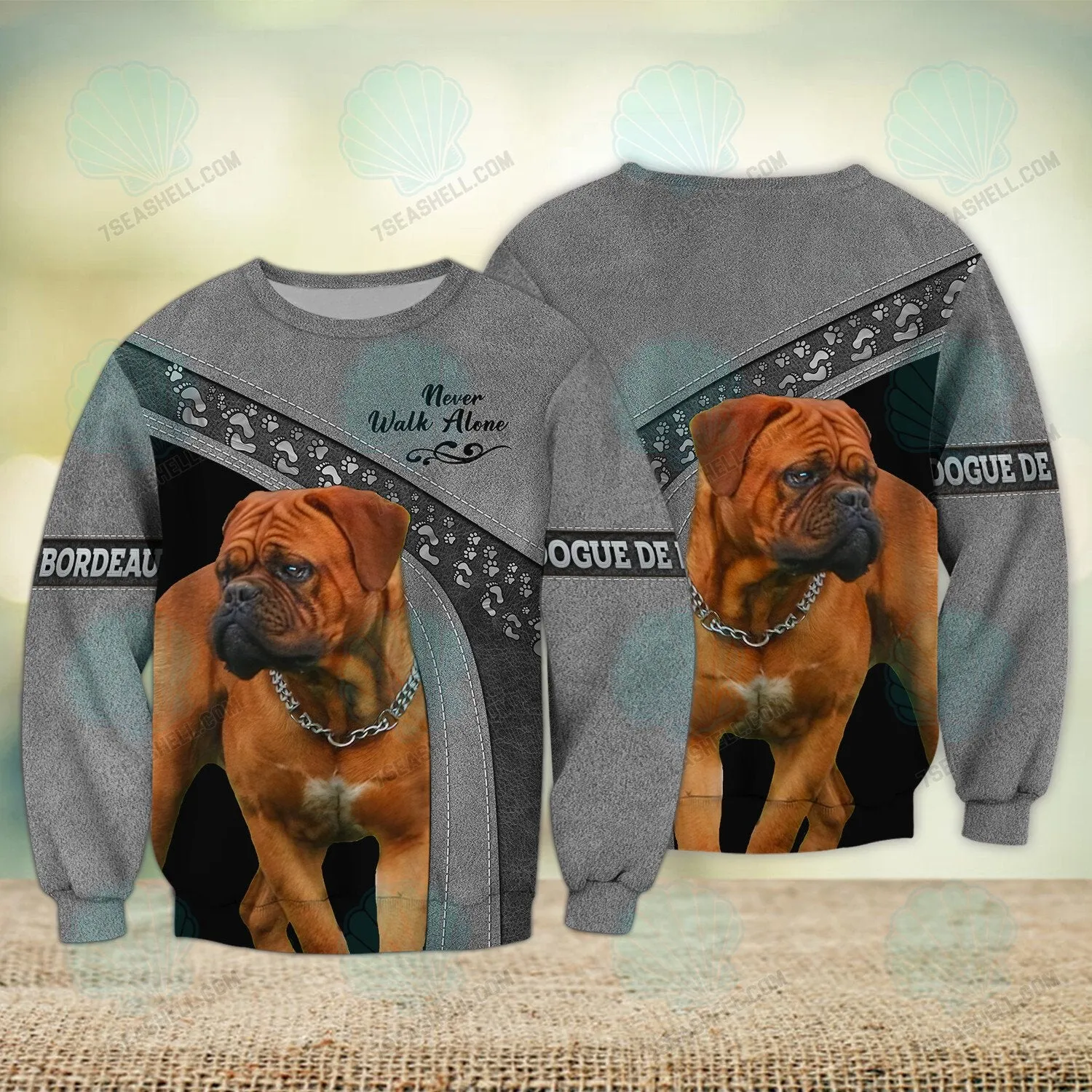 Dogue de Bordeaux Love Never Walk Alone 3D Full Print Shirts, Christmas Dog Memorial Gifts for loss of Dog