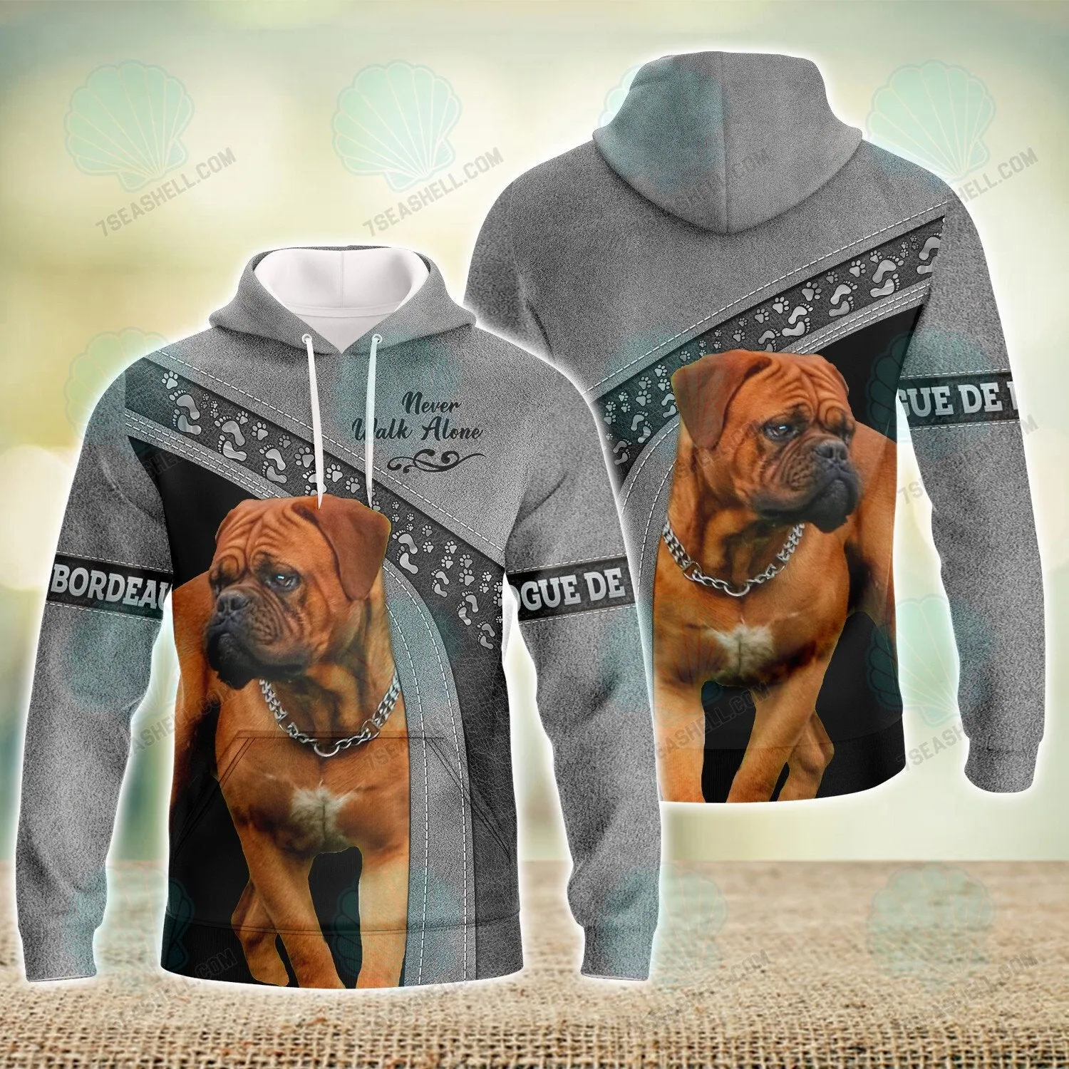 Dogue de Bordeaux Love Never Walk Alone 3D Full Print Shirts, Christmas Dog Memorial Gifts for loss of Dog