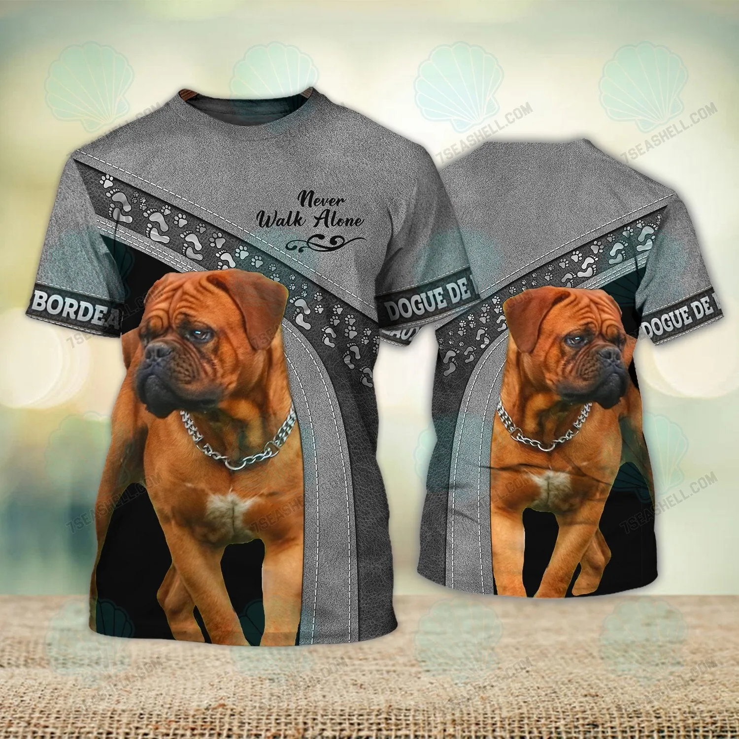 Dogue de Bordeaux Love Never Walk Alone 3D Full Print Shirts, Christmas Dog Memorial Gifts for loss of Dog