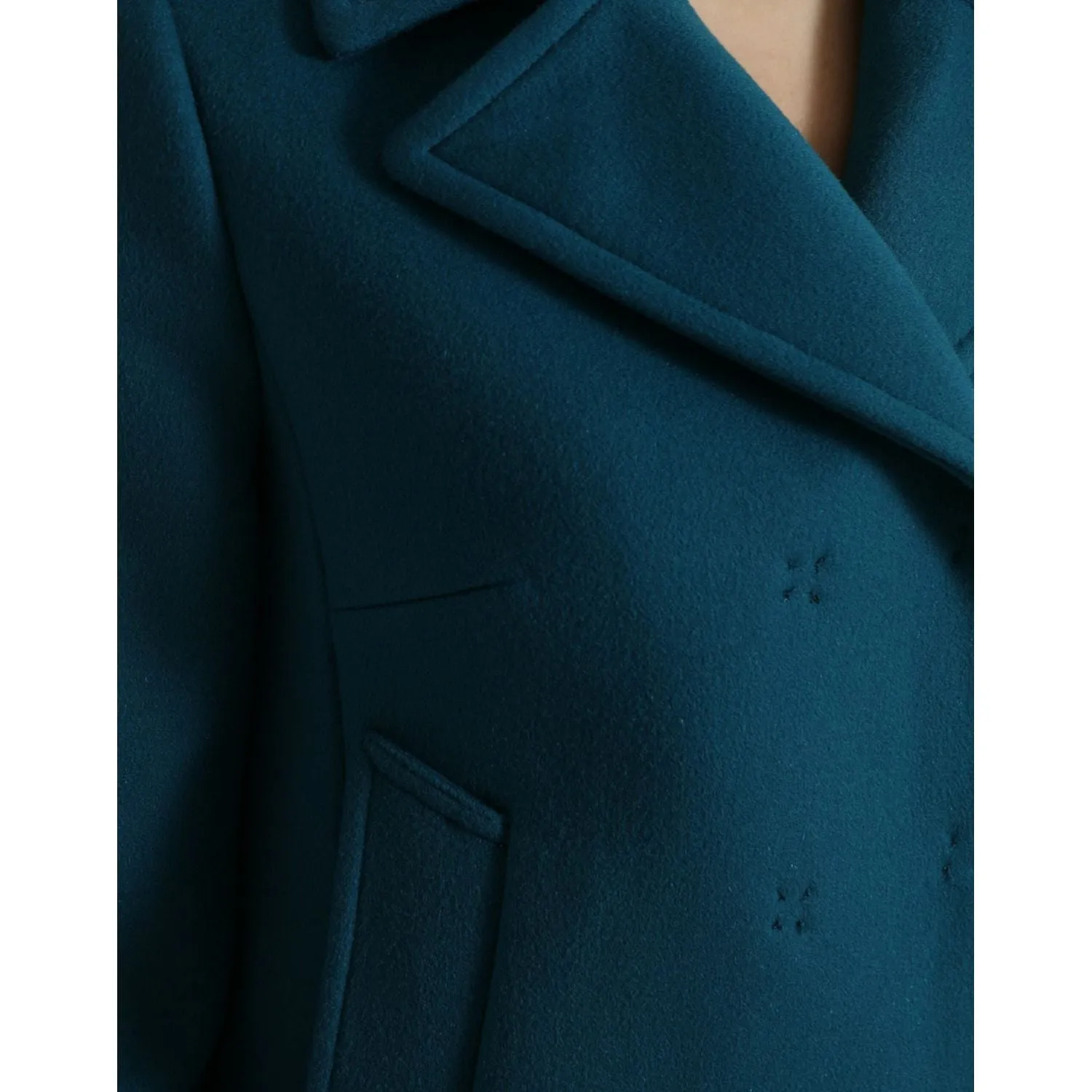 Dolce & Gabbana Blue Trench Wool Cashmere Short Coat Jacket