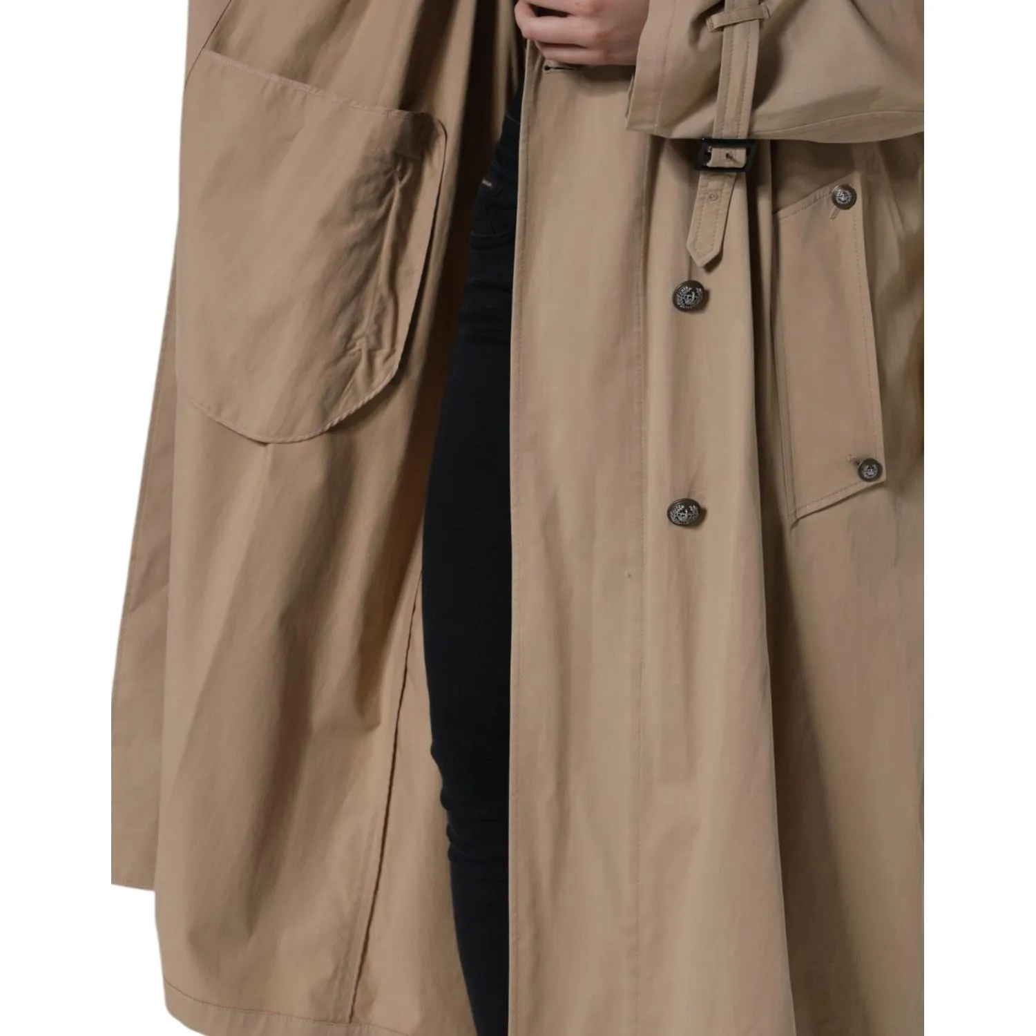 Dolce & Gabbana Khaki Double Breasted Trench Coat Jacket