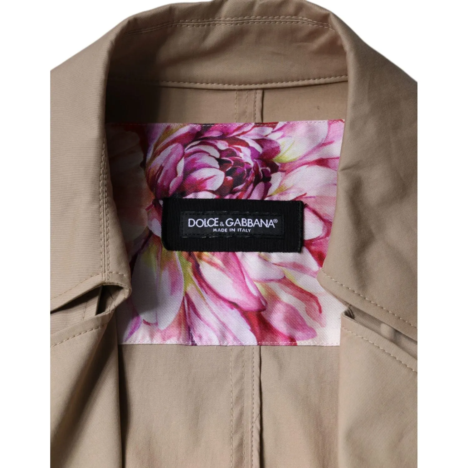 Dolce & Gabbana Khaki Double Breasted Trench Coat Jacket