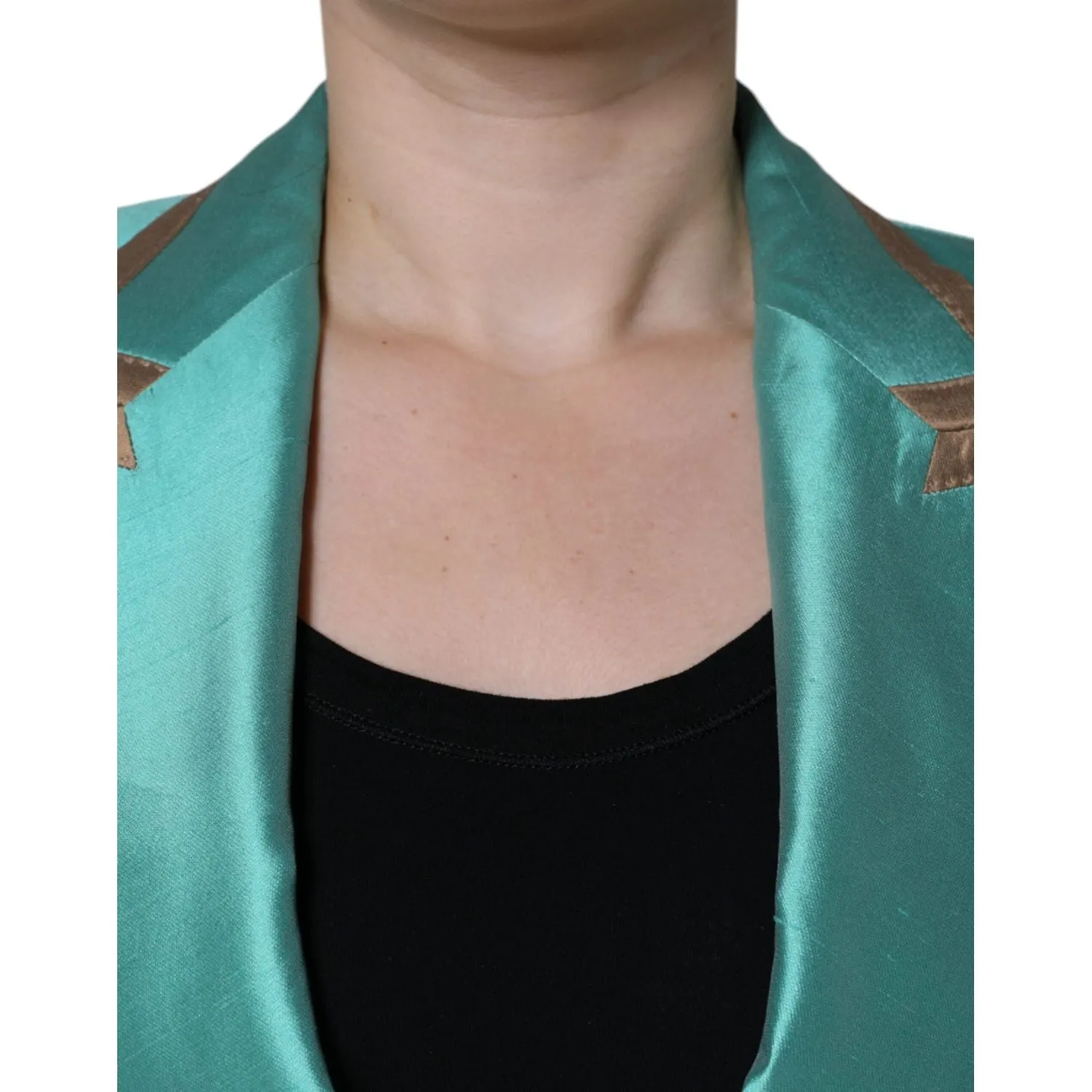 Dolce & Gabbana Metallic Green Single Breasted Blazer Jacket