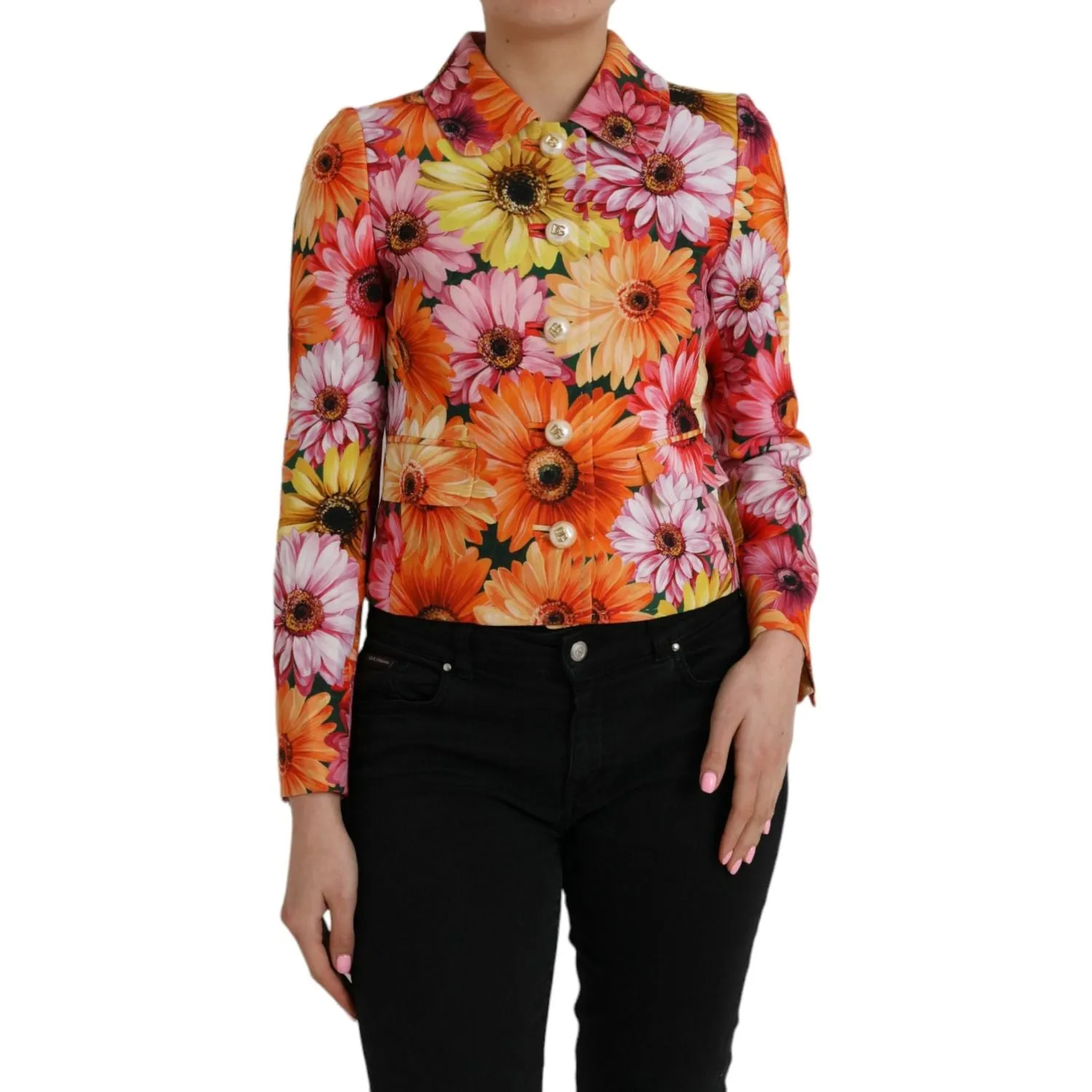 Dolce & Gabbana Multicolor Floral Brocade Blazer Coat Jacket