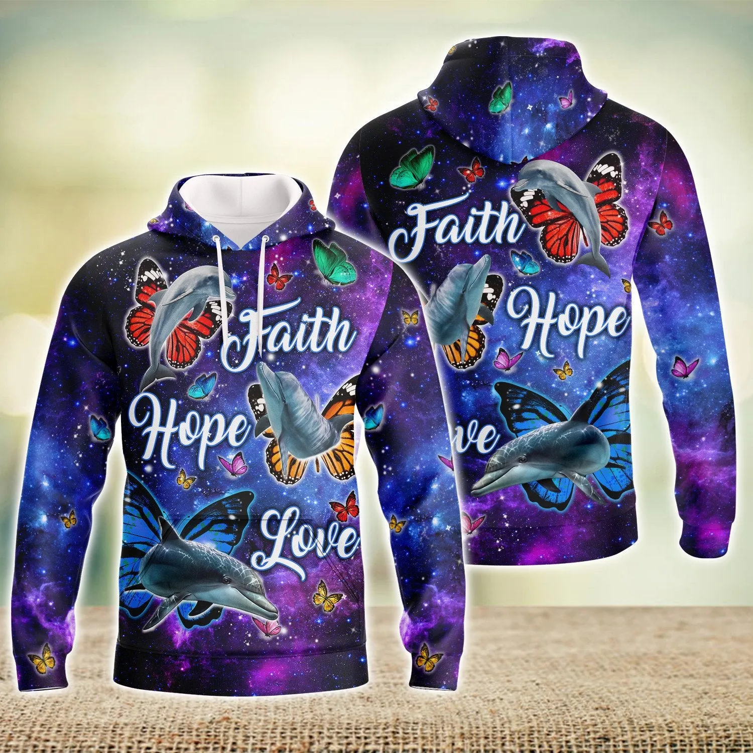 Dolphin Faith Hope Love Butterfly 3D Full Print Shirts, Perfect Shirt for Dolphin Lovers