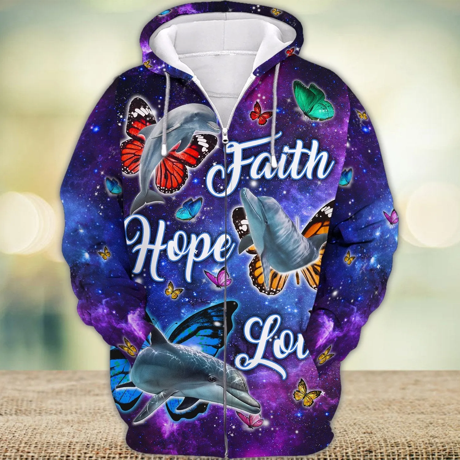 Dolphin Faith Hope Love Butterfly 3D Full Print Shirts, Perfect Shirt for Dolphin Lovers