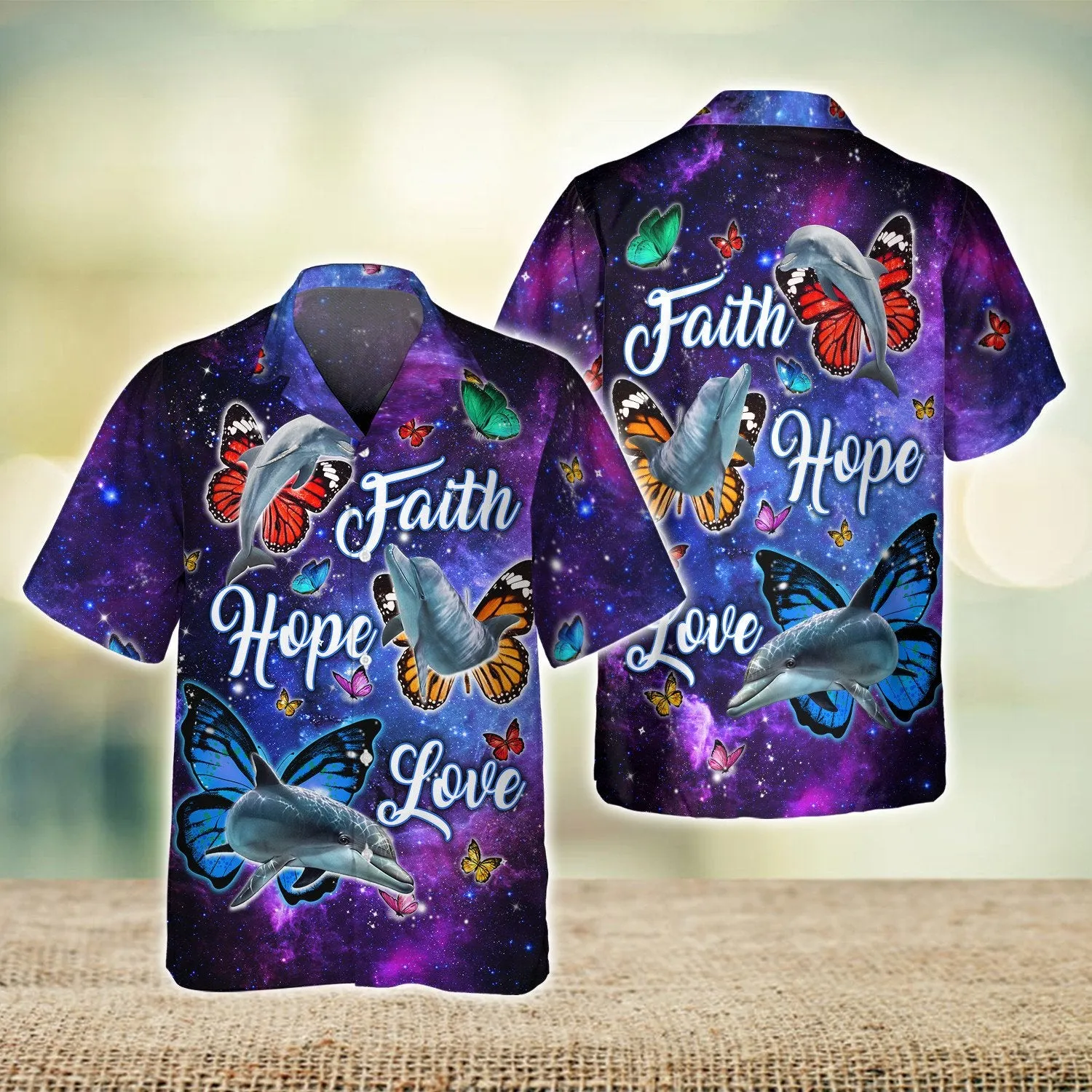 Dolphin Faith Hope Love Butterfly 3D Full Print Shirts, Perfect Shirt for Dolphin Lovers