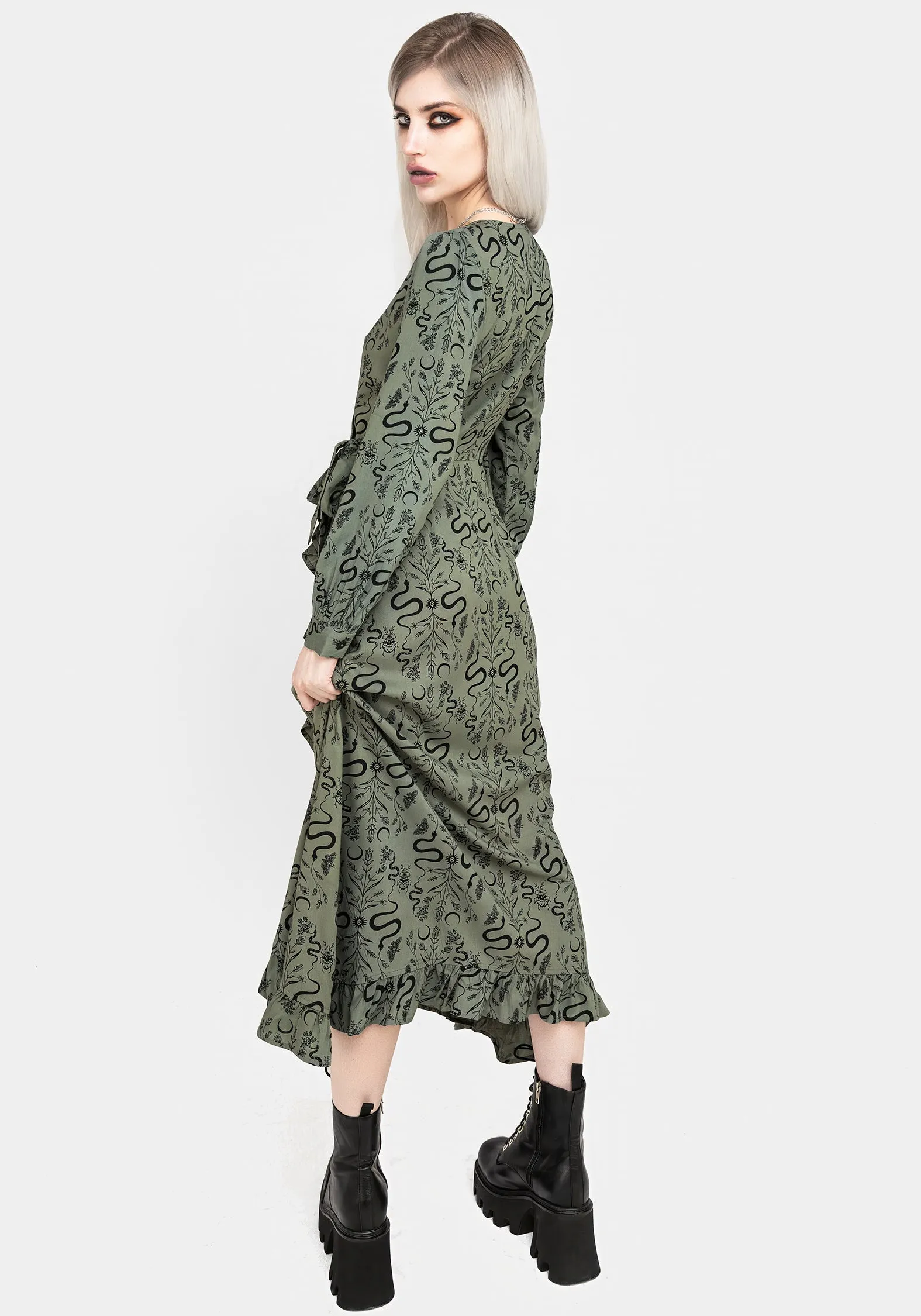 Dominion Snake Print Midi Wrap Dress