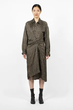 Draped Collar Dress Dark Brown