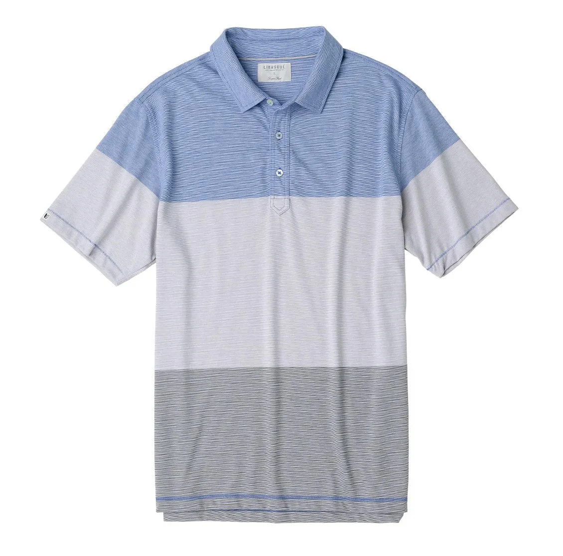 End On End Yarn Dyed Stripe Colorblock Knit Polo