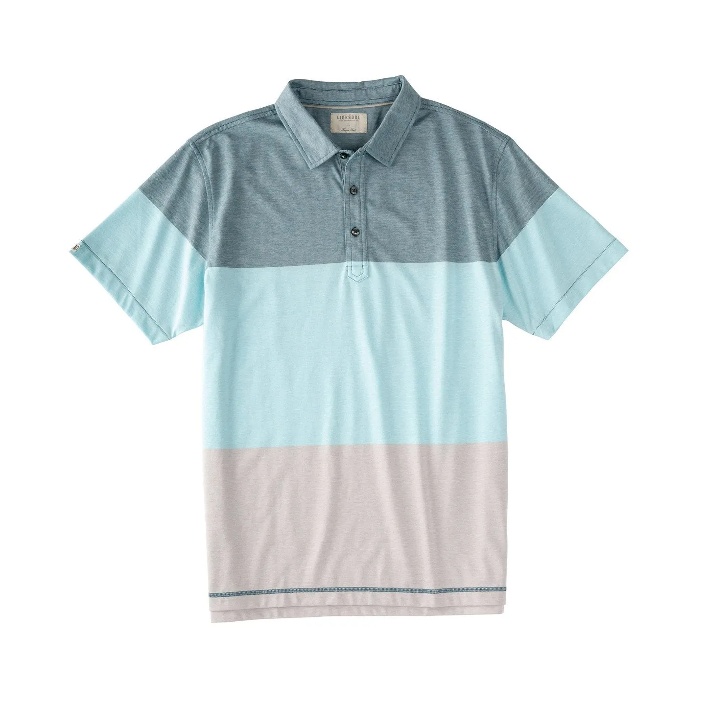 End On End Yarn Dyed Stripe Colorblock Knit Polo