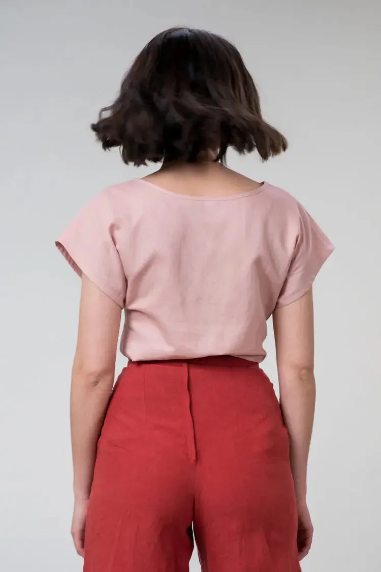 Falconer Tee in Blush Linen by Wilga Clothing