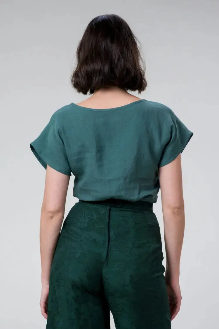 Falconer Tee in Jade Linen by Wilga Clothing