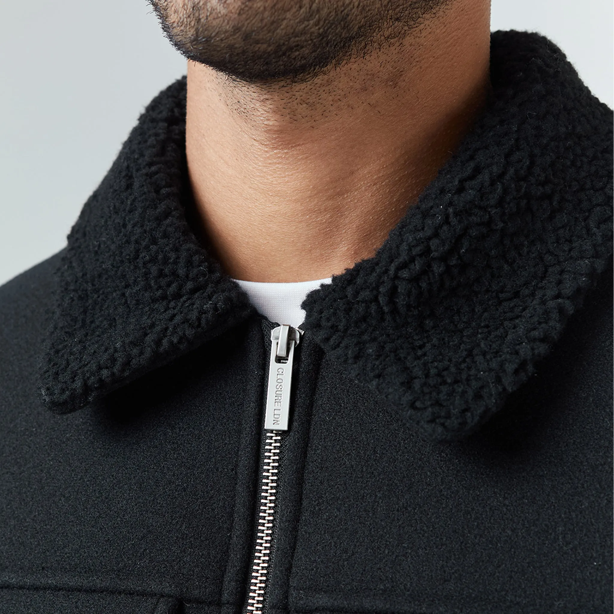 Faux Wool Shearling Jacket | Black