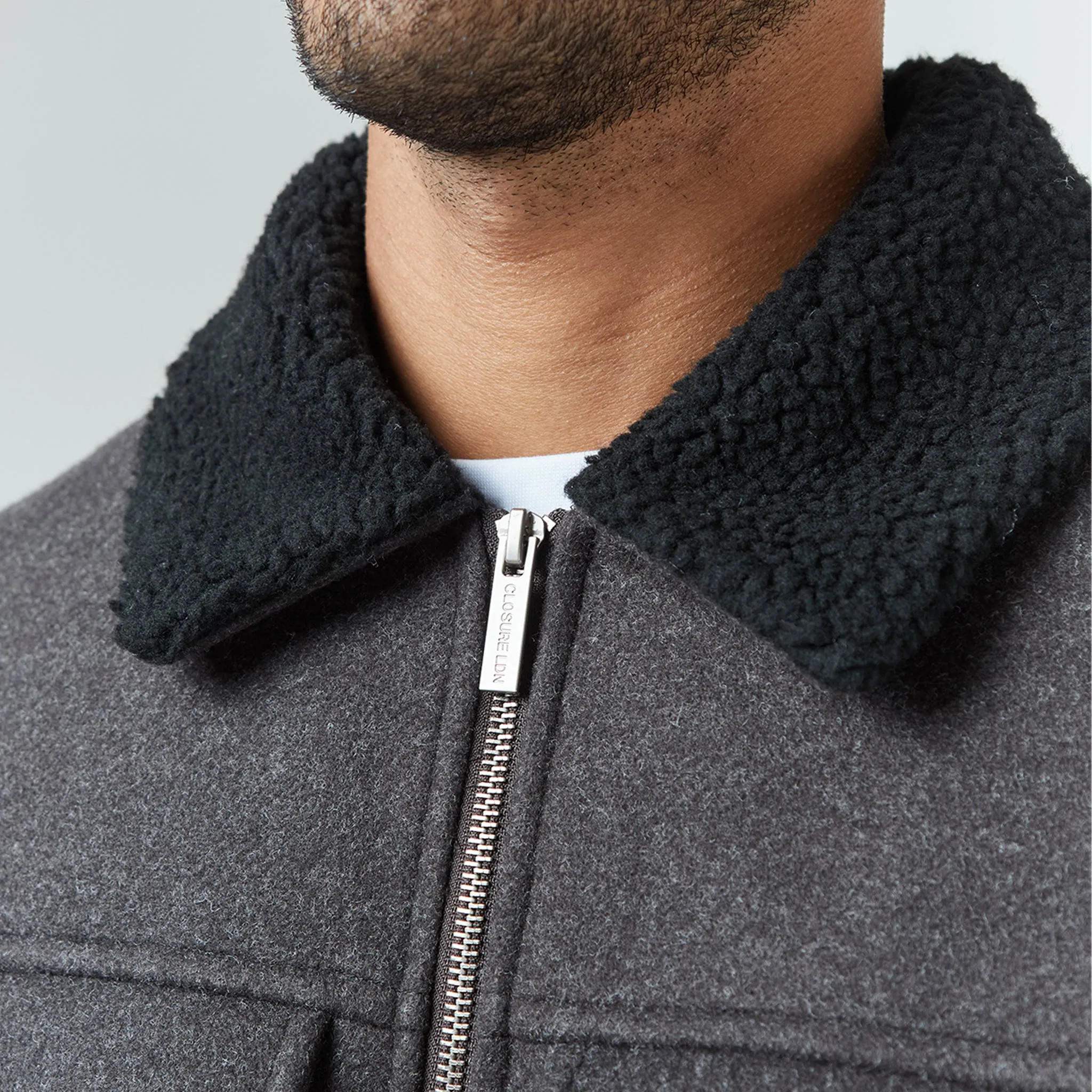 Faux Wool Shearling Jacket | Charcoal