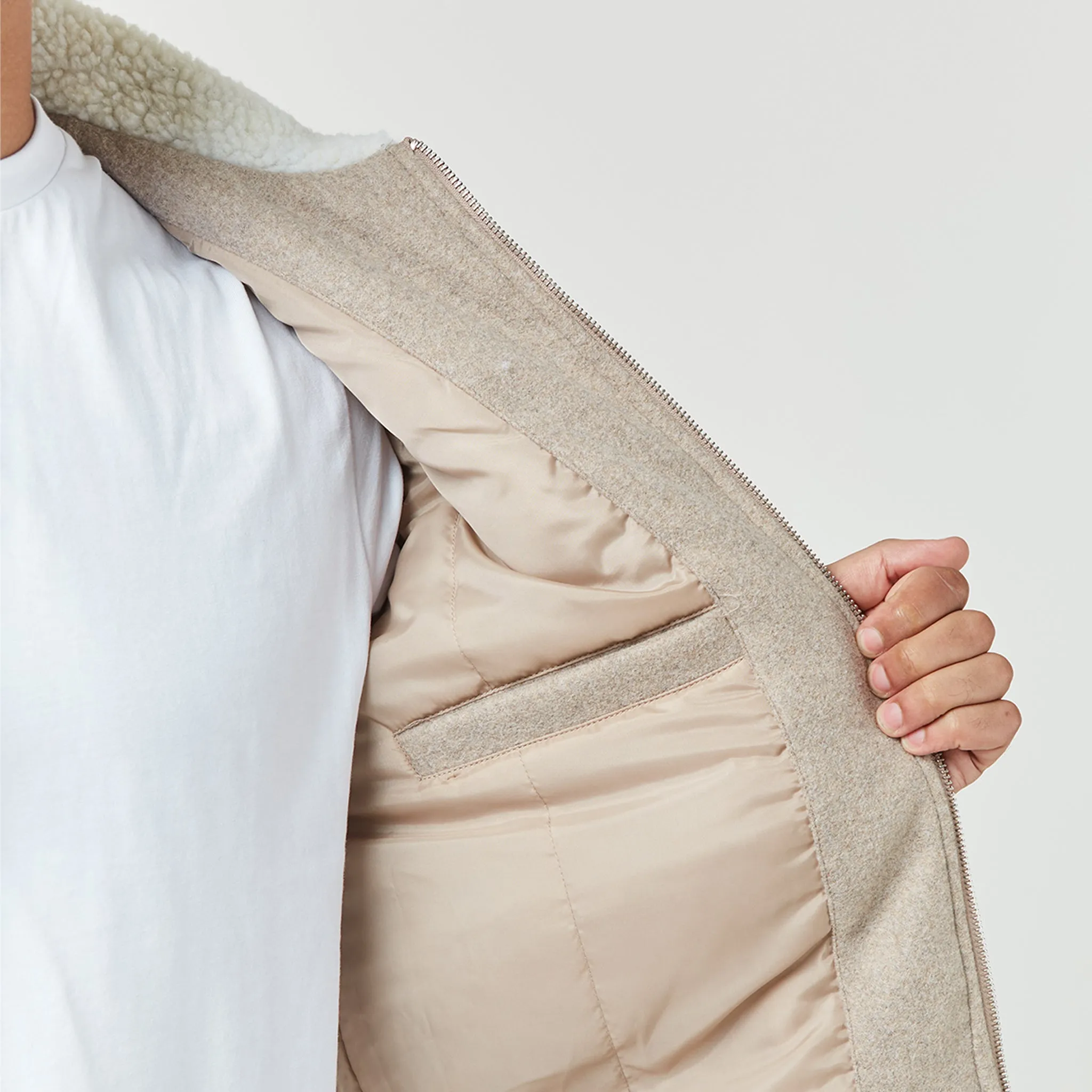 Faux Wool Shearling Jacket | Tan