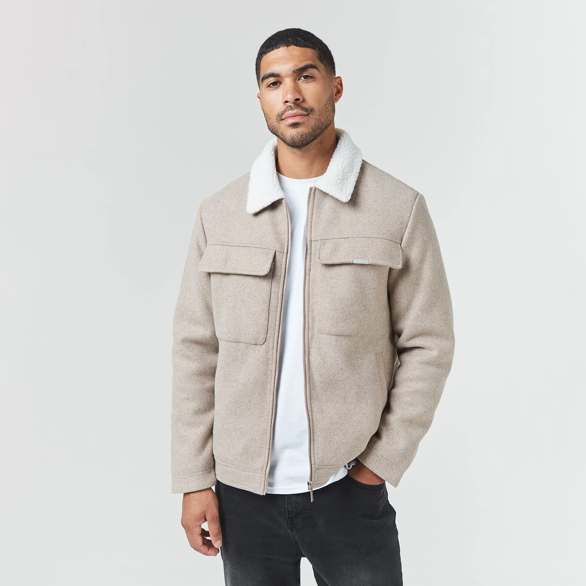 Faux Wool Shearling Jacket | Tan