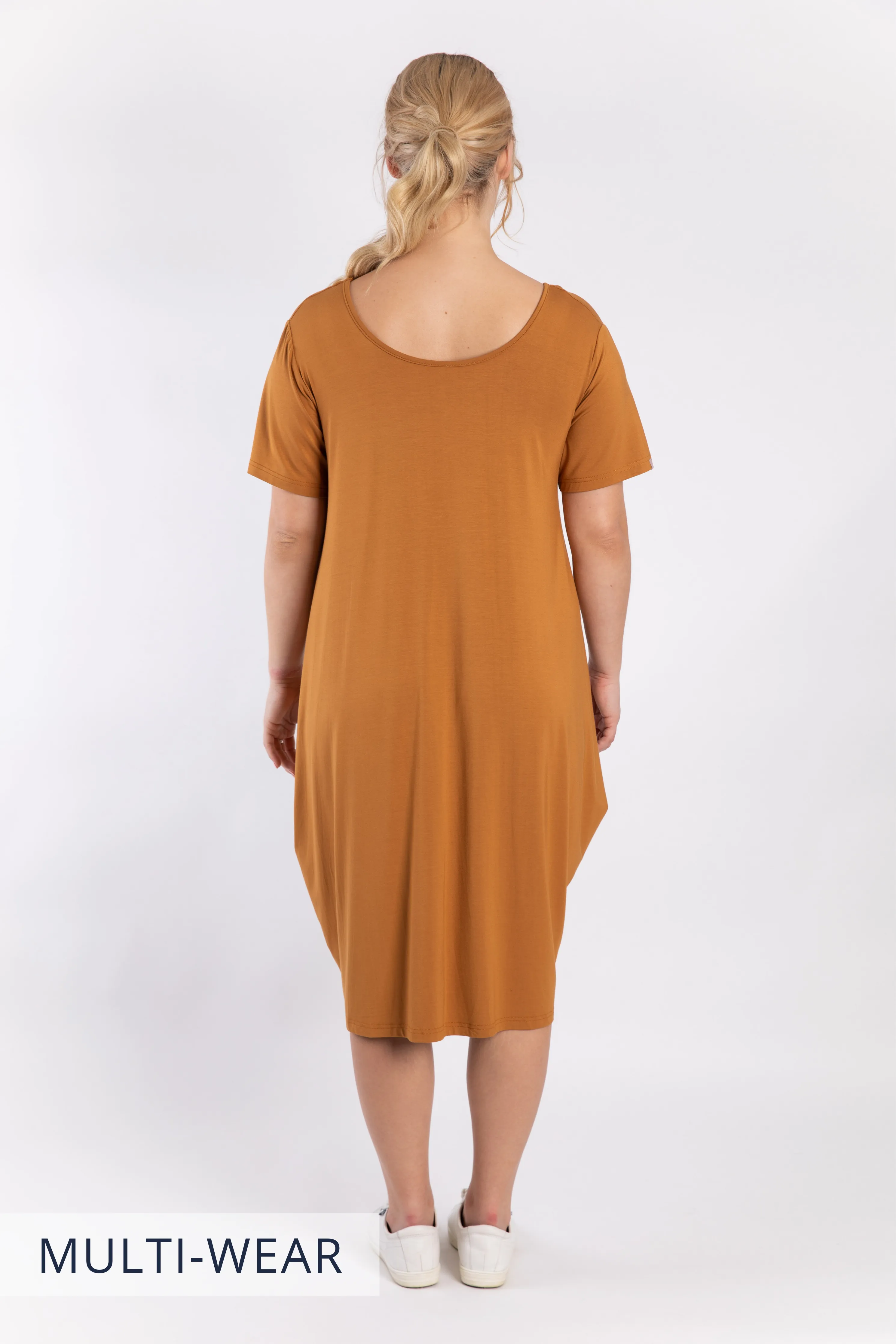 FINAL SALE Short Sleeve Tidal Midi Dress in Outback Sand