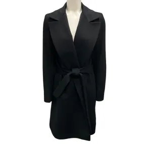 Fleurette Black Belted Cashmere Wrap Coat