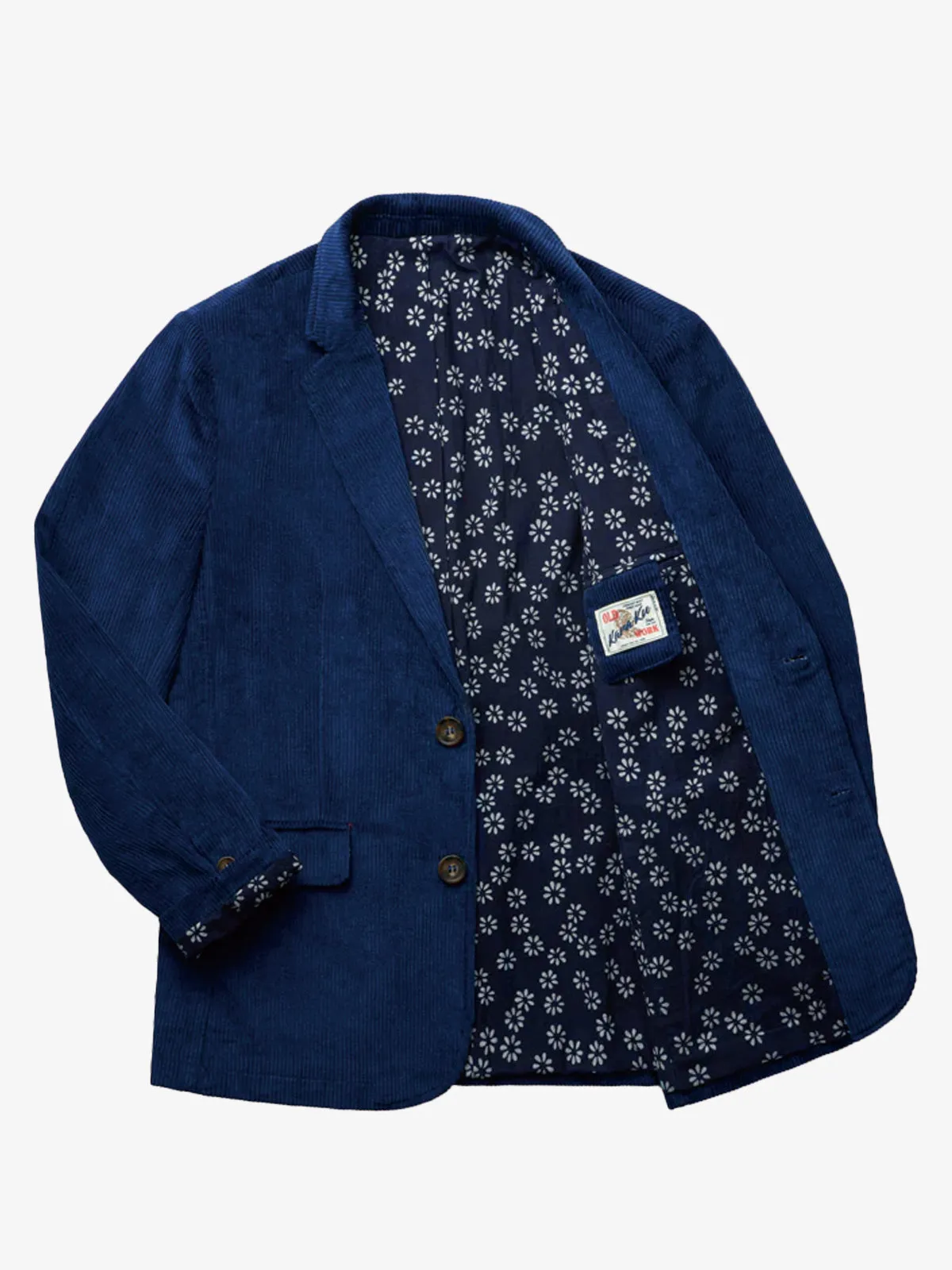 Floral Lining Indigo Dyed Corduroy Blazer Jacket