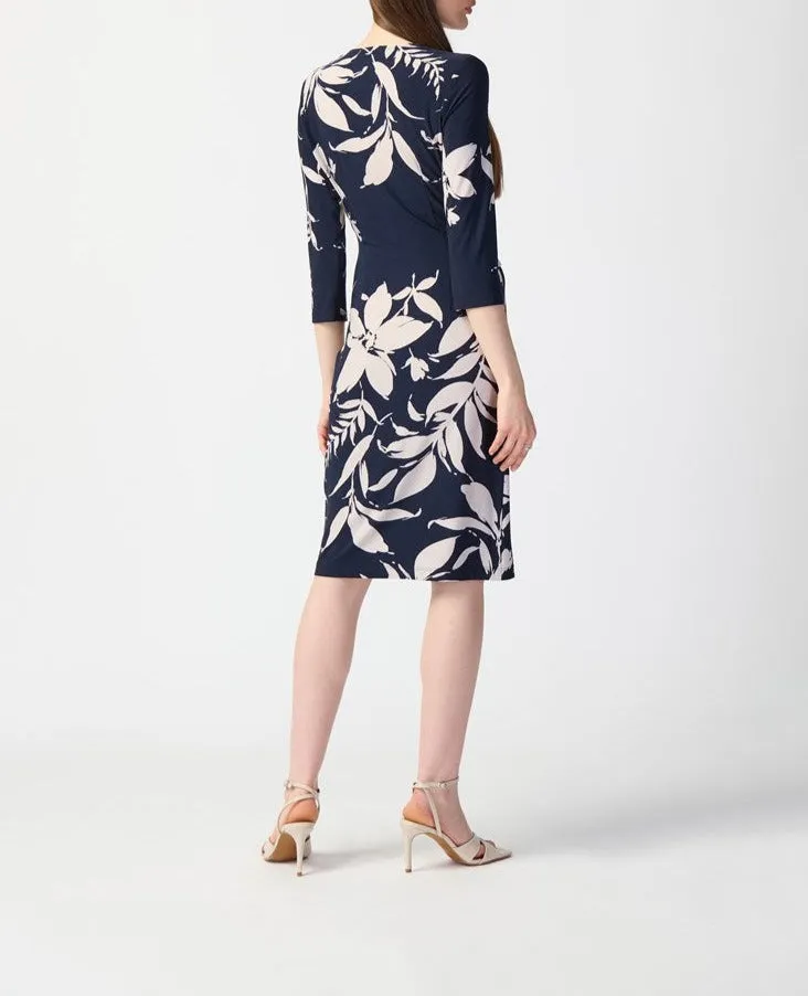 Floral Print Silky Knit Wrap Dress