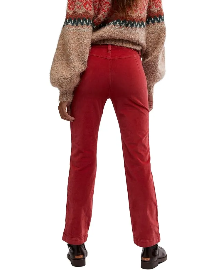 Free People High Time Velvet Kick Flare Pants - RED DAHLIA