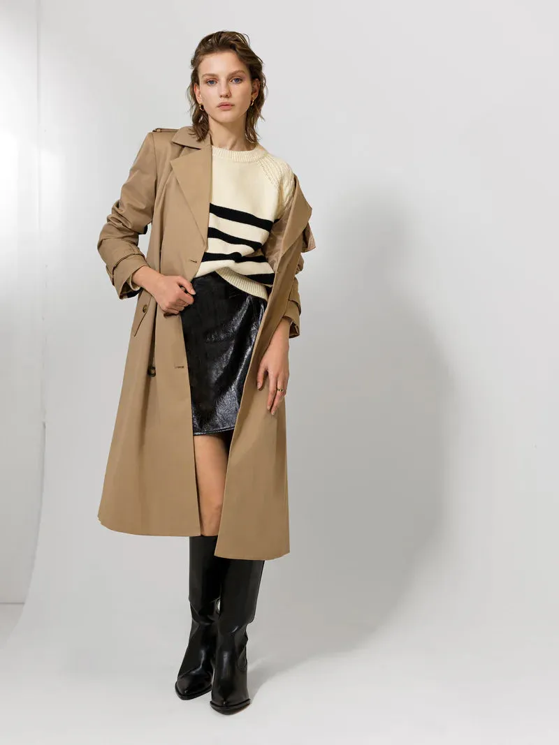 French Connection COCO Twill Trench Coat - Camel