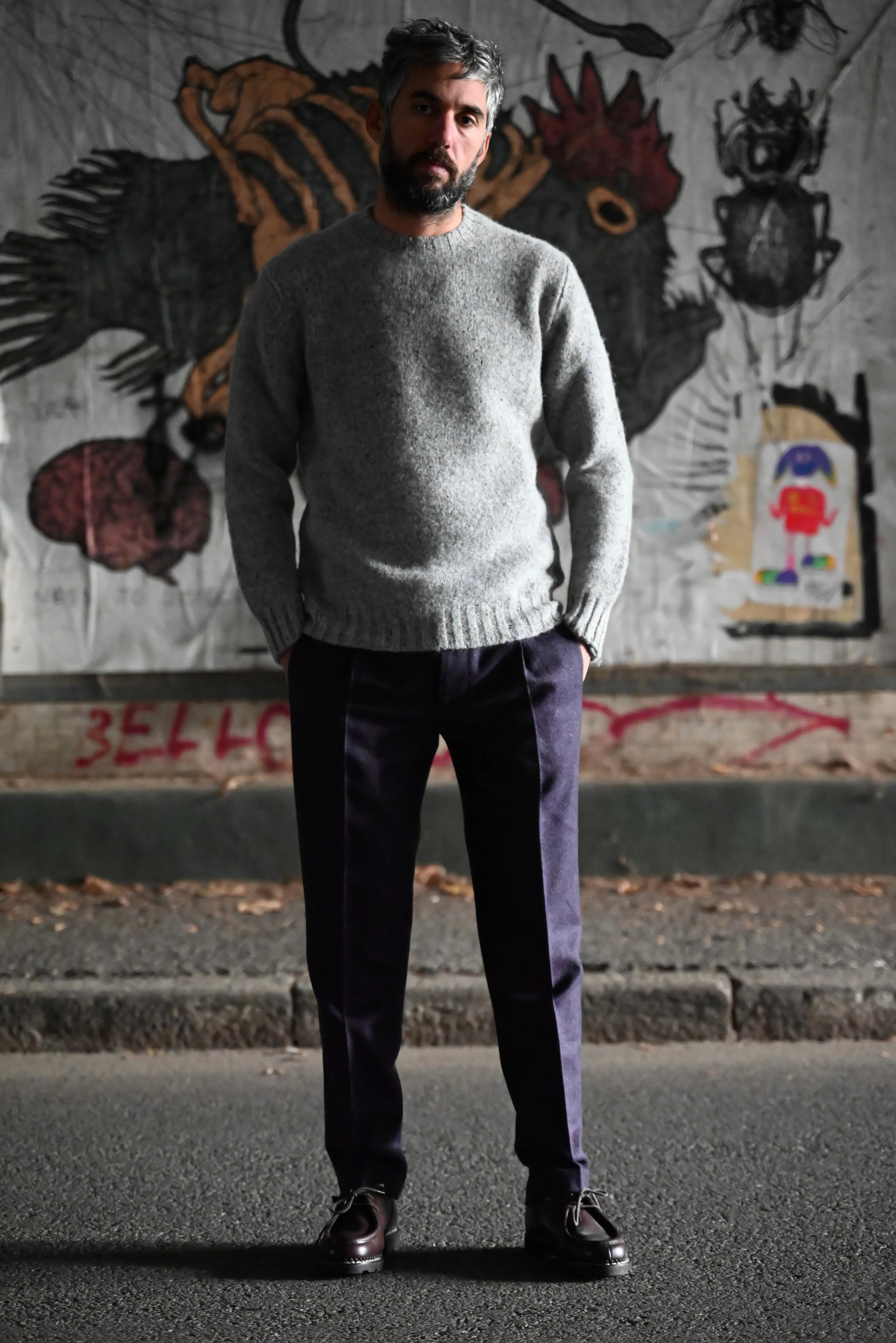 FRESH Wool Pleated Chino Pants In Purple