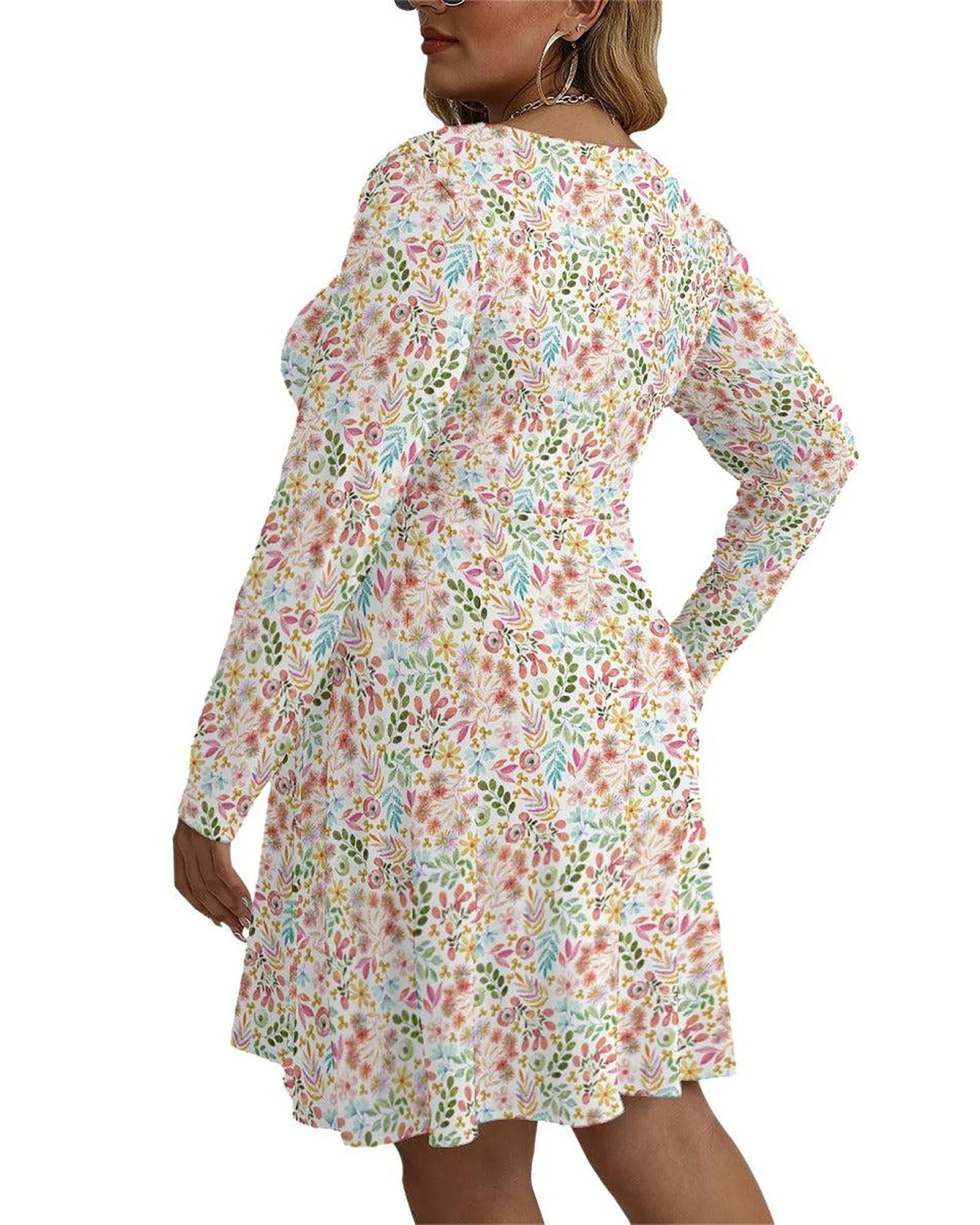 Garden Gala Floral V-neck Long Sleeve Dress