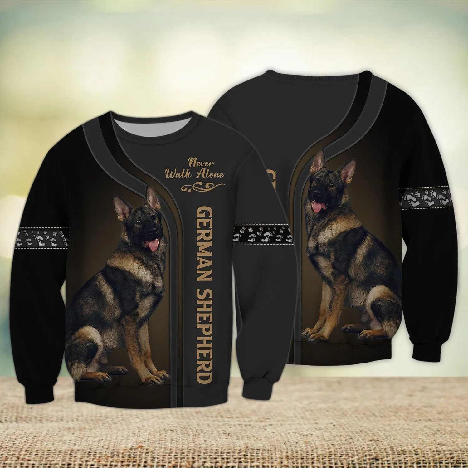 German Shepherd Love Never Walk Alone 3D Full Print Shirts Version 2, Shirt For Dog Lovers, Dog Memorial Gifts for loss of Dog