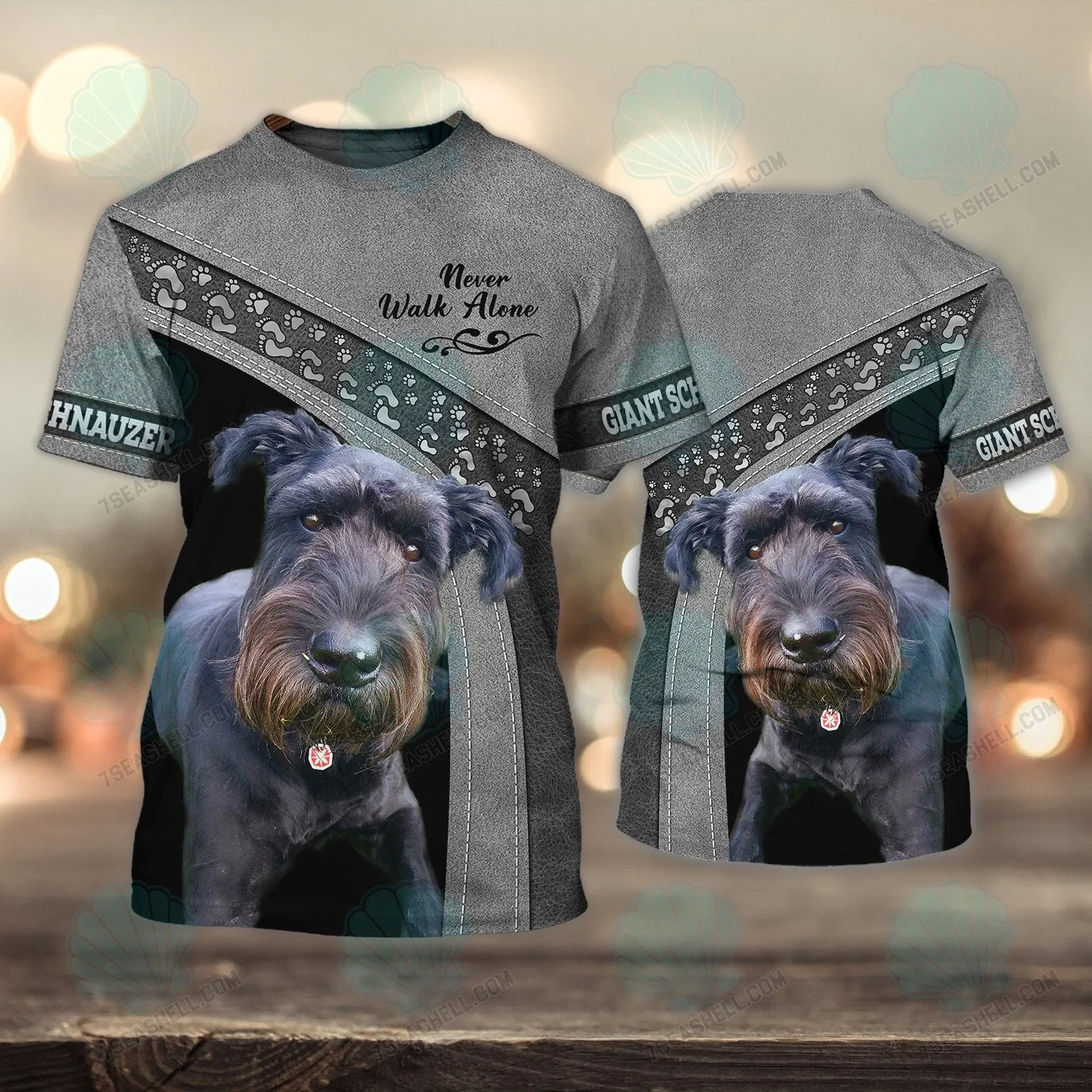 Giant Schnauzer Never Walk Alone 3D Full Print Shirts, Christmas Dog Memorial Gifts for loss of Dog