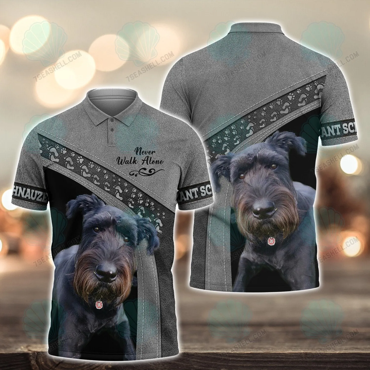 Giant Schnauzer Never Walk Alone 3D Full Print Shirts, Christmas Dog Memorial Gifts for loss of Dog