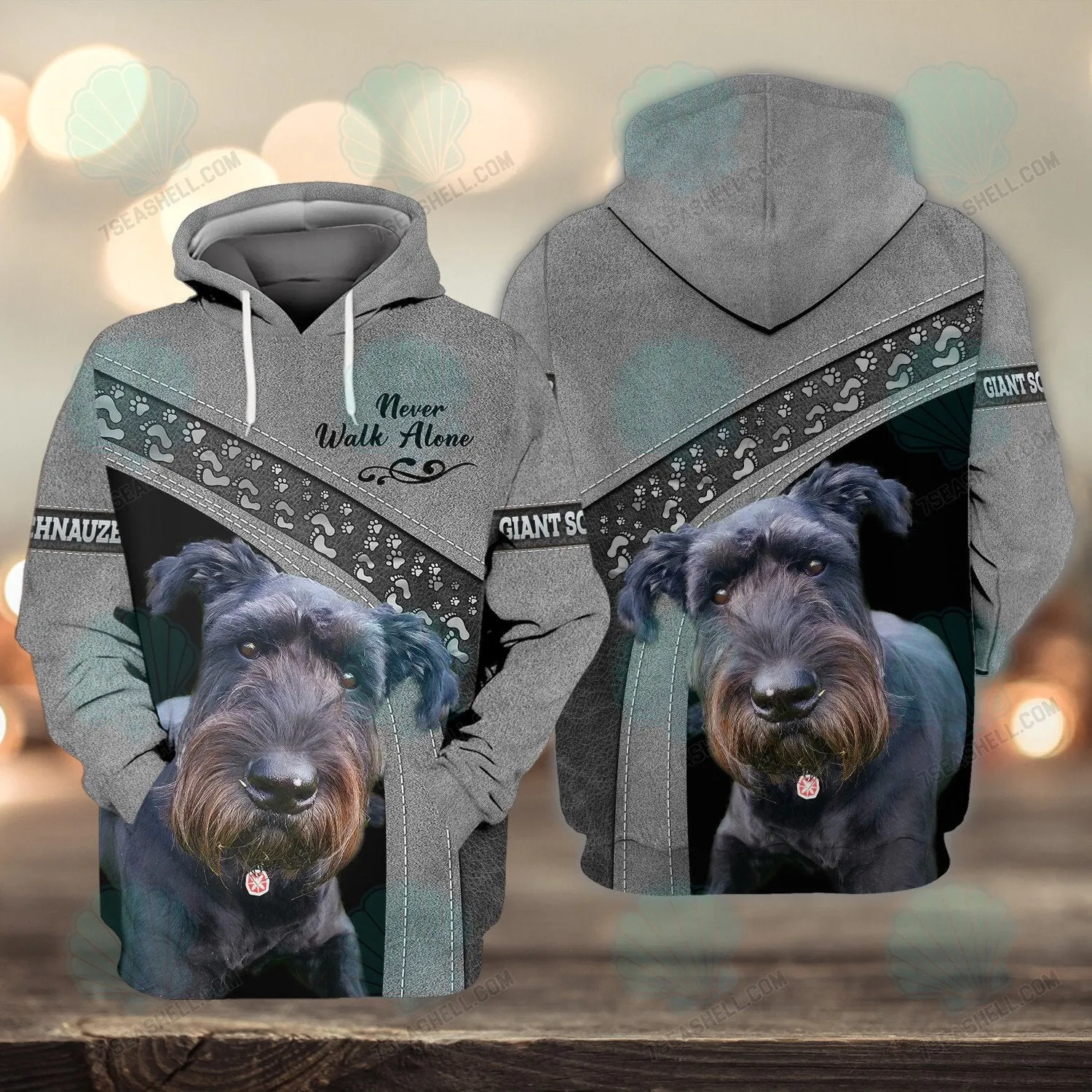 Giant Schnauzer Never Walk Alone 3D Full Print Shirts, Christmas Dog Memorial Gifts for loss of Dog